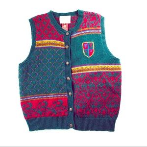 VTG Susan Bristol Pure Wool Xmas Cardigan Vest